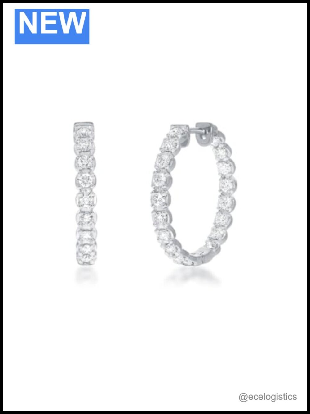 Lab Diamond Inside Out Hoop Earrings 14K Gold Plated Silver